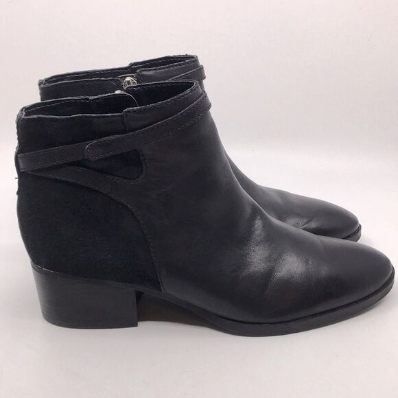 Lauren Ralph Lauren Damara Ankle Boots Booties Black Leather & Suede Size 10 - Picture 1 of 16